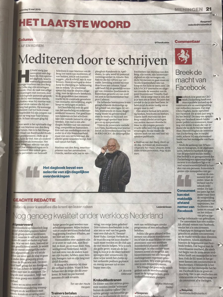 Schijnbaar was het nieuws op vandaag <a href="/tubantia/">Tubantia</a> ... pagina 21 en 23....zoek de verschillen !