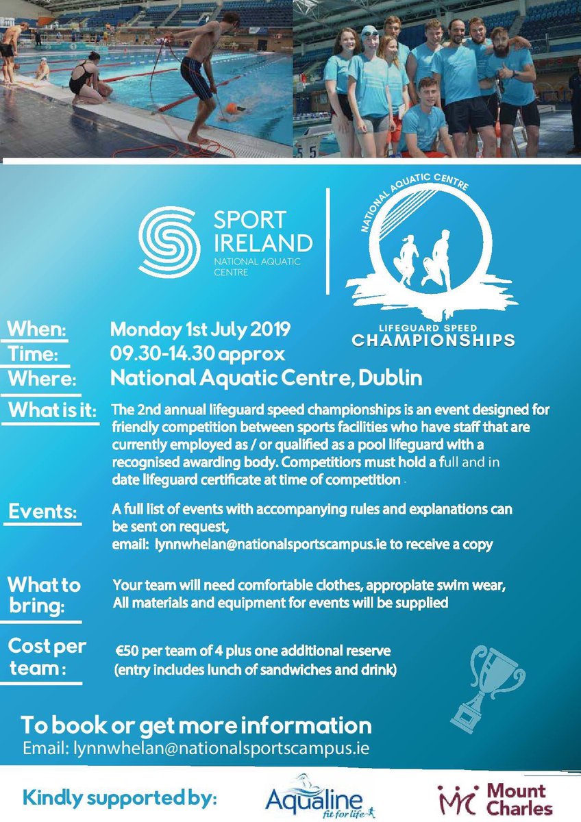 AqualineF's tweet photo. Aqualine are proud to Sponsor the lifeguard speed championships taking place @nacdublin on the 1st of July 
Start entering your teams now!! 🥇 🏊🏼‍♀️ 
 @sportireland @NatSportsCampus https://t.co/pxRTVUc9ue