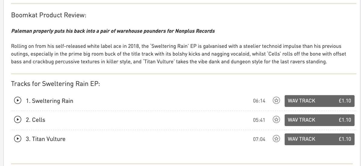 PalemanUK's tweet photo. Honestly a huge highlight every time I put a record out is the description on @boomkatonline ! Digitals and vinyl available now for my #nonplus EP : ) https://t.co/VxliMzoo7M
