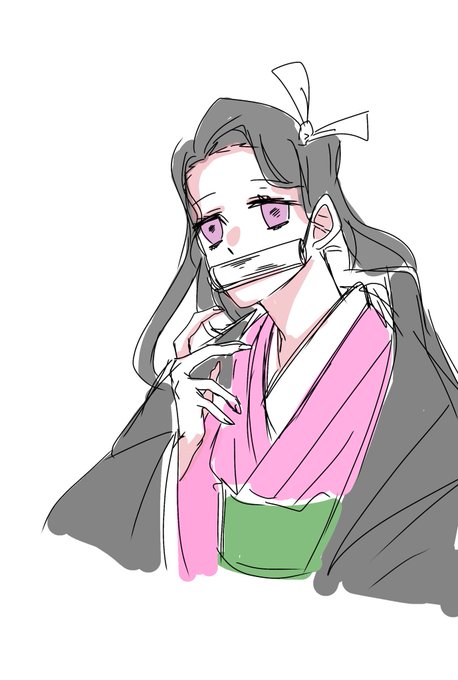 ROMさんがTwitterに投稿した竈門禰豆子(鬼滅の刃)のイラスト。