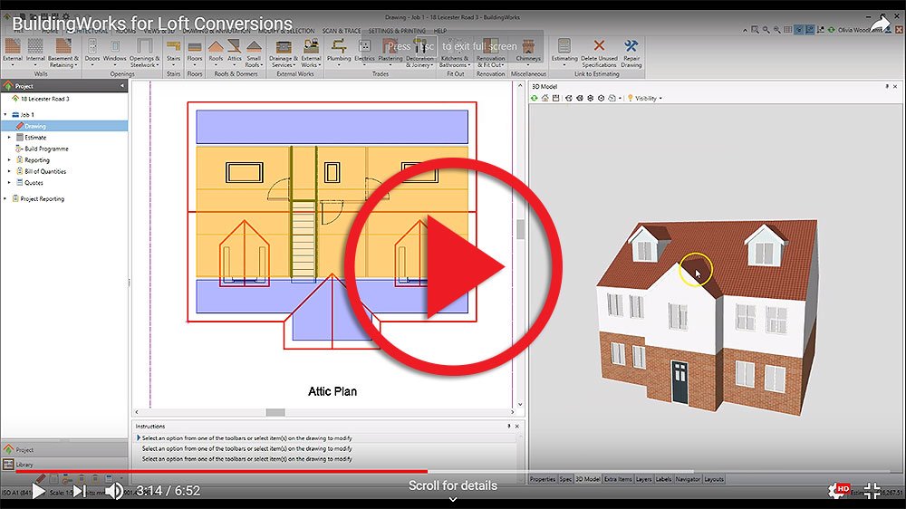 buildingworksuk's tweet photo. [Video] Undertake loft conversions? Draw your project, quickly and easily, then watch the cost appear at the same time. Yep, simultaneously. You've 15k+ BIM objects to specify from. Video here: https://t.co/BbCnEEfOxy #estimatingsoftware #loftconversion https://t.co/iXRufjcUat
