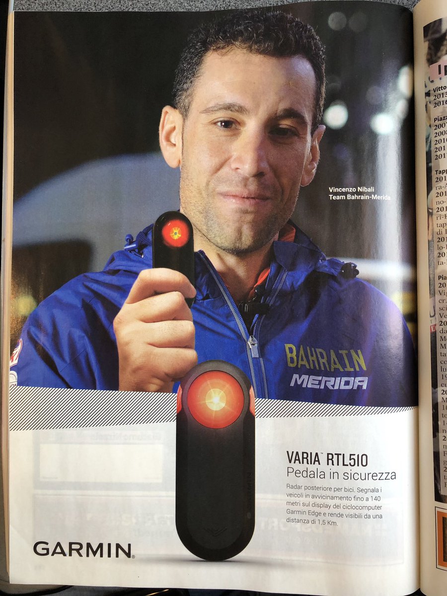 GarminItaly's tweet photo. Anche al #giroditalia2019 la sicurezza è importantissima! #garmin #varia #variaradar @vincenzonibali https://t.co/4zAFs9EG2X