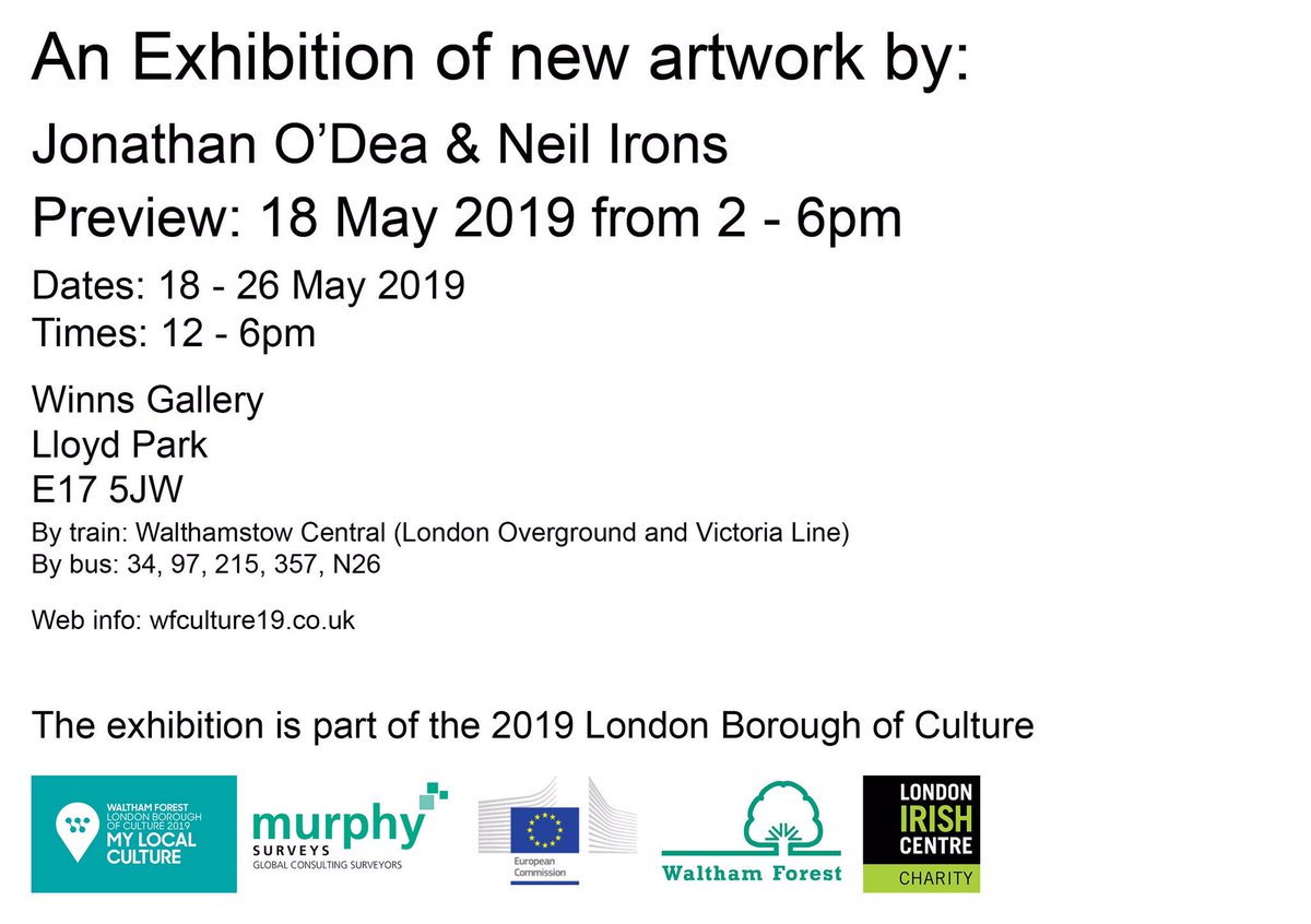 Jonathan O'Dea MRSS (@jonathanodea) on Twitter photo My exhibition of new artwork with my colleague <a href="/IronsCycle/">Neil Irons</a> is opening next week , please come along. <a href="/Worthington_CL/">Caroline Worthington</a> <a href="/Royal_Sculptors/">Royal Society of Sculptors</a> @WFculture19 <a href="/MayorofLondon/">Mayor of London, Sadiq Khan</a> @murphy_surveys <a href="/LDNIrishCentre/">London Irish Centre</a> My exhibition of new artwork with my colleague <a href="/IronsCycle/">Neil Irons</a> is opening next week , please come along. <a href="/Worthington_CL/">Caroline Worthington</a> <a href="/Royal_Sculptors/">Royal Society of Sculptors</a> @WFculture19 <a href="/MayorofLondon/">Mayor of London, Sadiq Khan</a> @murphy_surveys <a href="/LDNIrishCentre/">London Irish Centre</a>