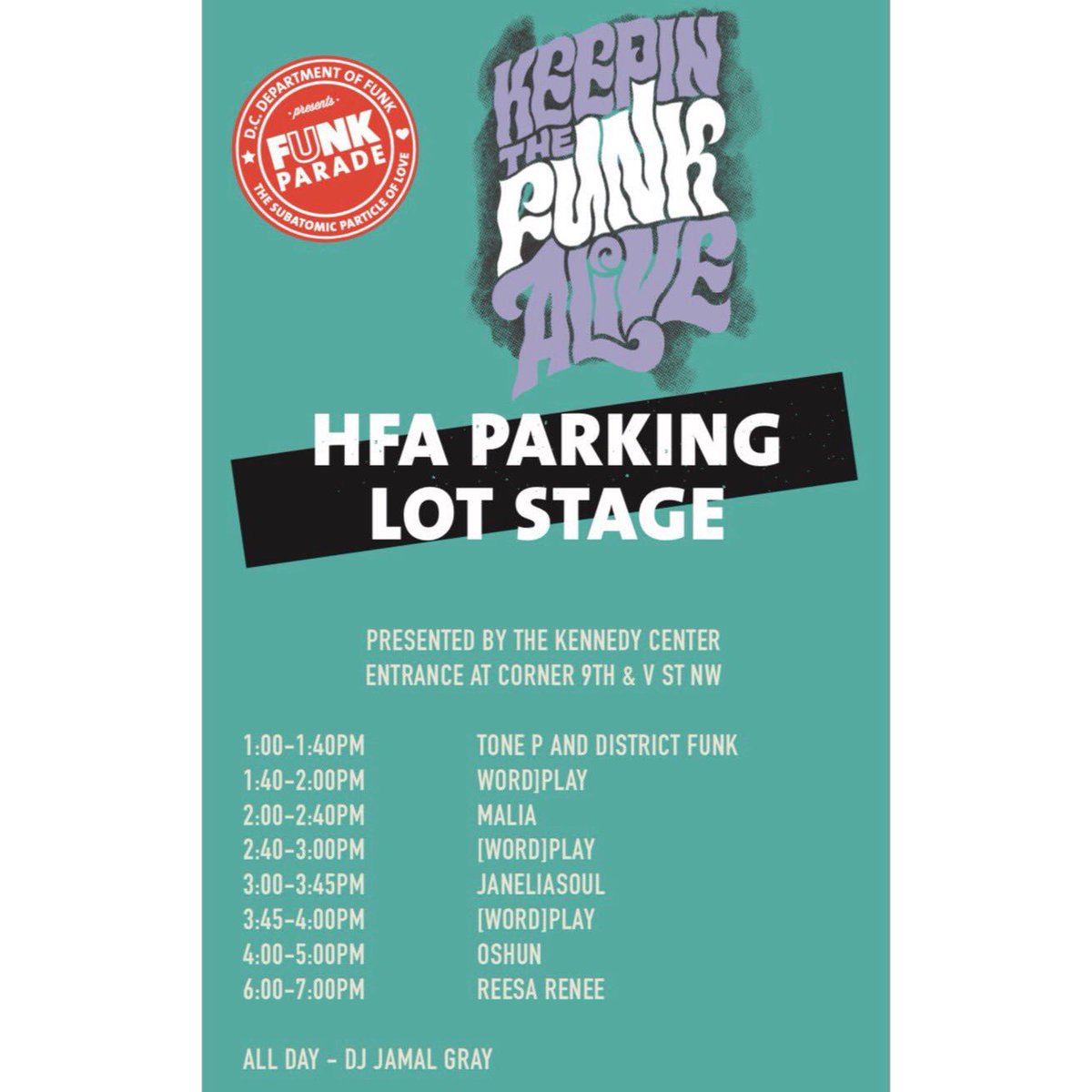 TheMusicianShip's tweet photo. Today is the day! ⚡️Here is your guide to @FunkParade’s #KeepinTheFunkAlive at our Day Fest Stages! You are covered from 9th to 14th Street with live performances from these awesome acts! Don’t forget, the Day Fest is FREE!⚡️🎵⚡️ #FunkParade19 https://t.co/WH3Setzbs6