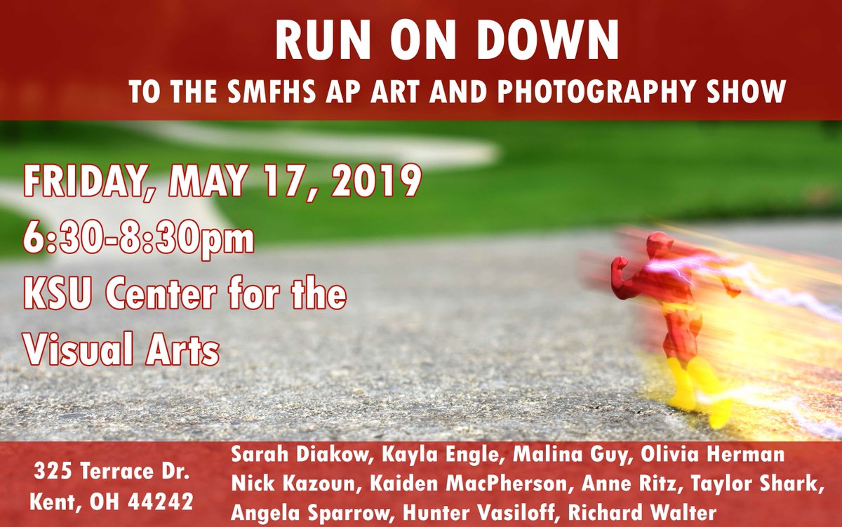 SMFSchools's tweet photo. Love art? Be sure to attend this years art and photography show at Kent State University! #PierceStrong #LoveArt #StowStars https://t.co/NpN3e2j5Ci