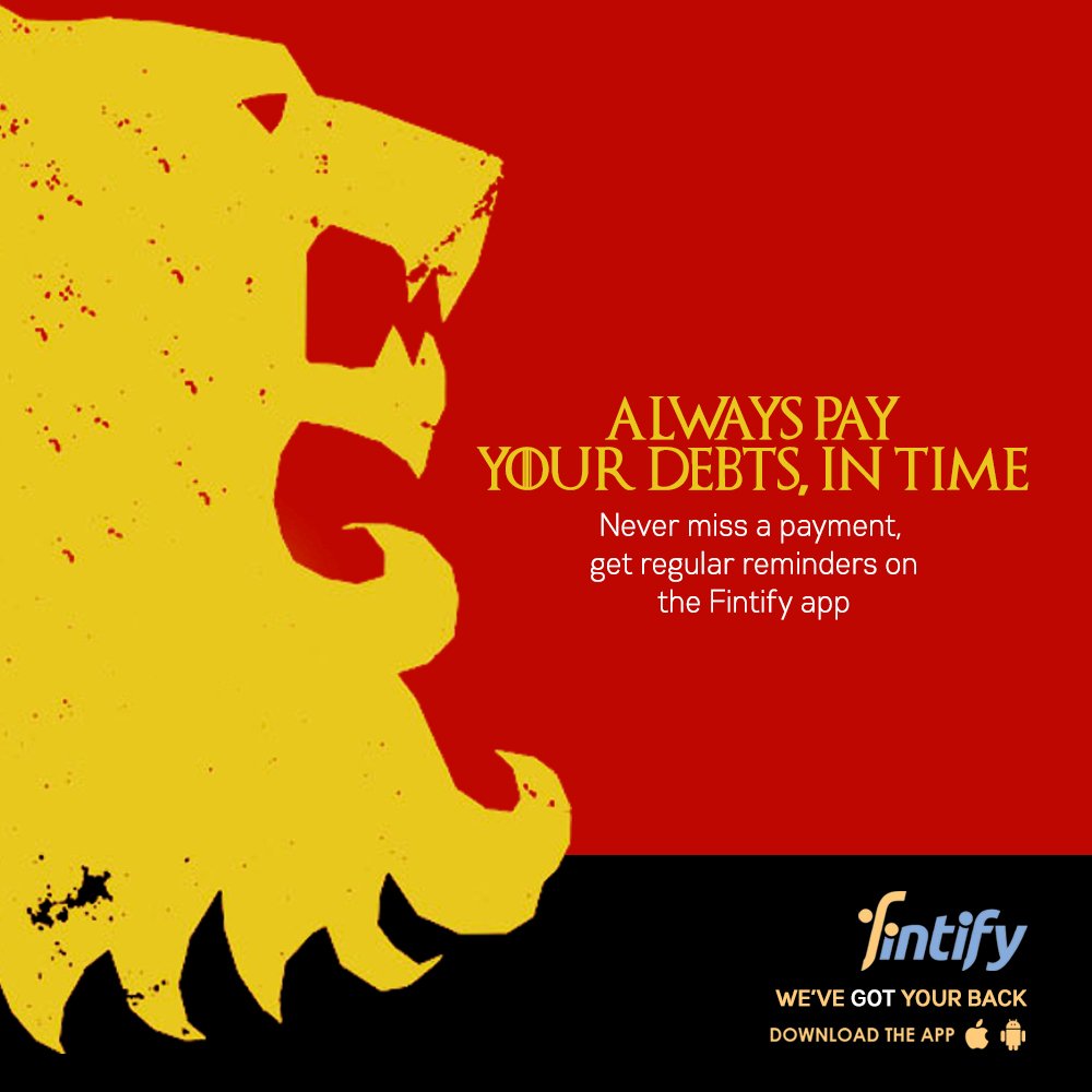 Some simple things you #GOT to do to avoid excessive #Debt:
1. Pay more than the minimum amount due on your #CreditCard
2. Monitor your credit card accounts for changes in rates or fees
3. Download the Android / iOS Fintify App and set #PaymentAlerts
