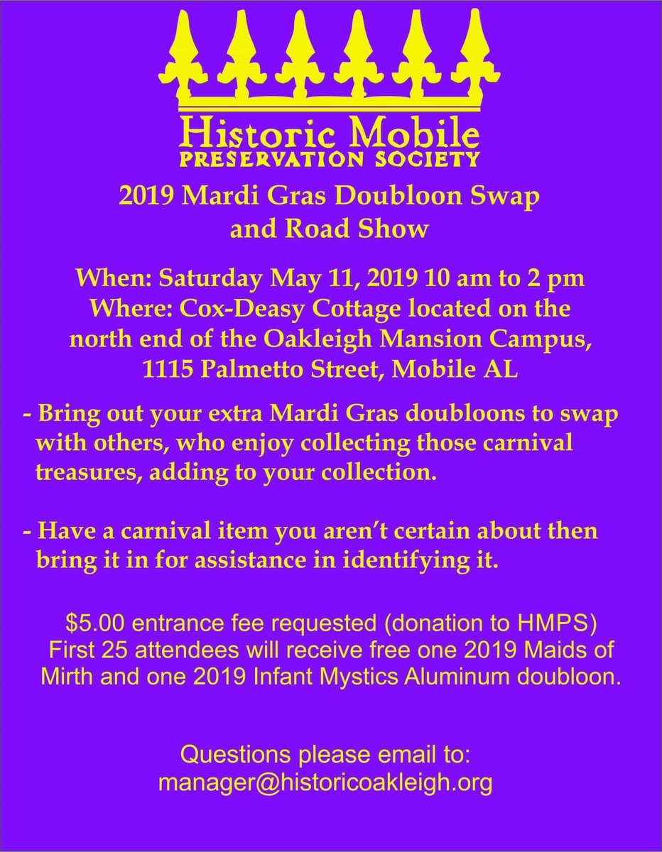 Dublloon swap! Starting now until 2 p.m. at the Cox-Deasy House next to Oakleigh Mansion!