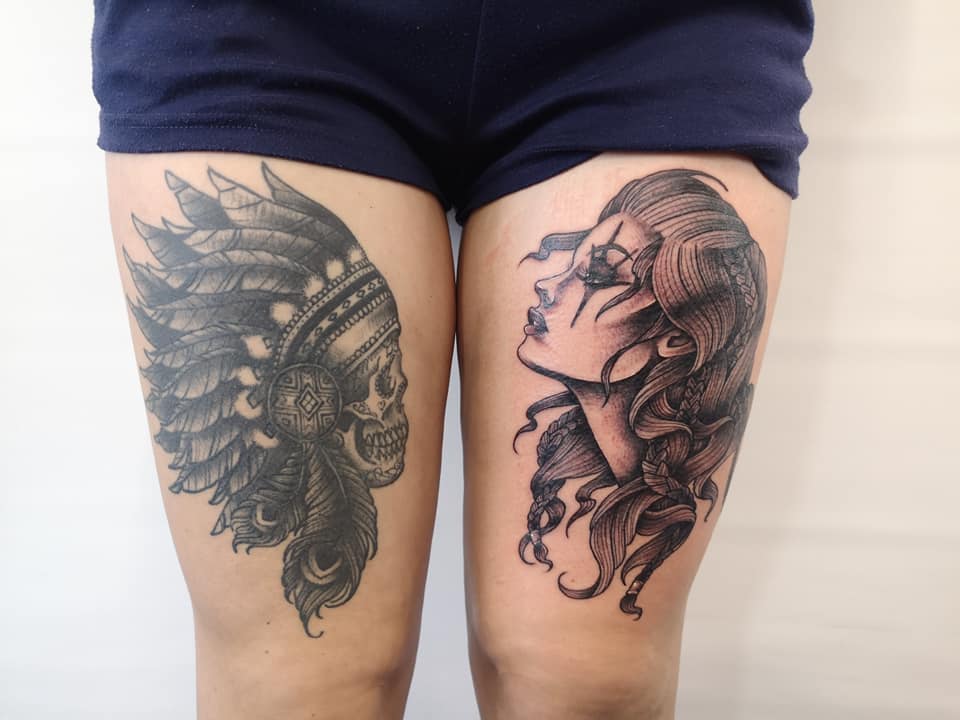 13INKTATTOO's tweet photo. Black and grey seems to be the flavour of the week with Esther-Mae Williams continuing with that black and grey style but this time with more of her large scale designs she loves to tattoo.  With more pices for our female followers here at 13INK. DM to get booked in. https://t.co/UD9bmsn45t
