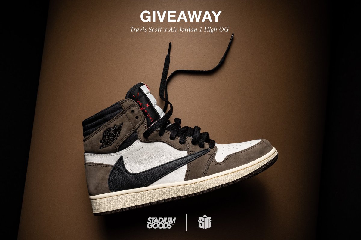 We are giving away a pair of the Travis Scott x AJ1. Instructions below:

1. Follow @stadiumgoods and @sneakernews
2. Reply with your US shoe size and tag 3 friends.
3. Like this tweet
Winners will be announced in this post on or after May 16 and contacted via direct message.