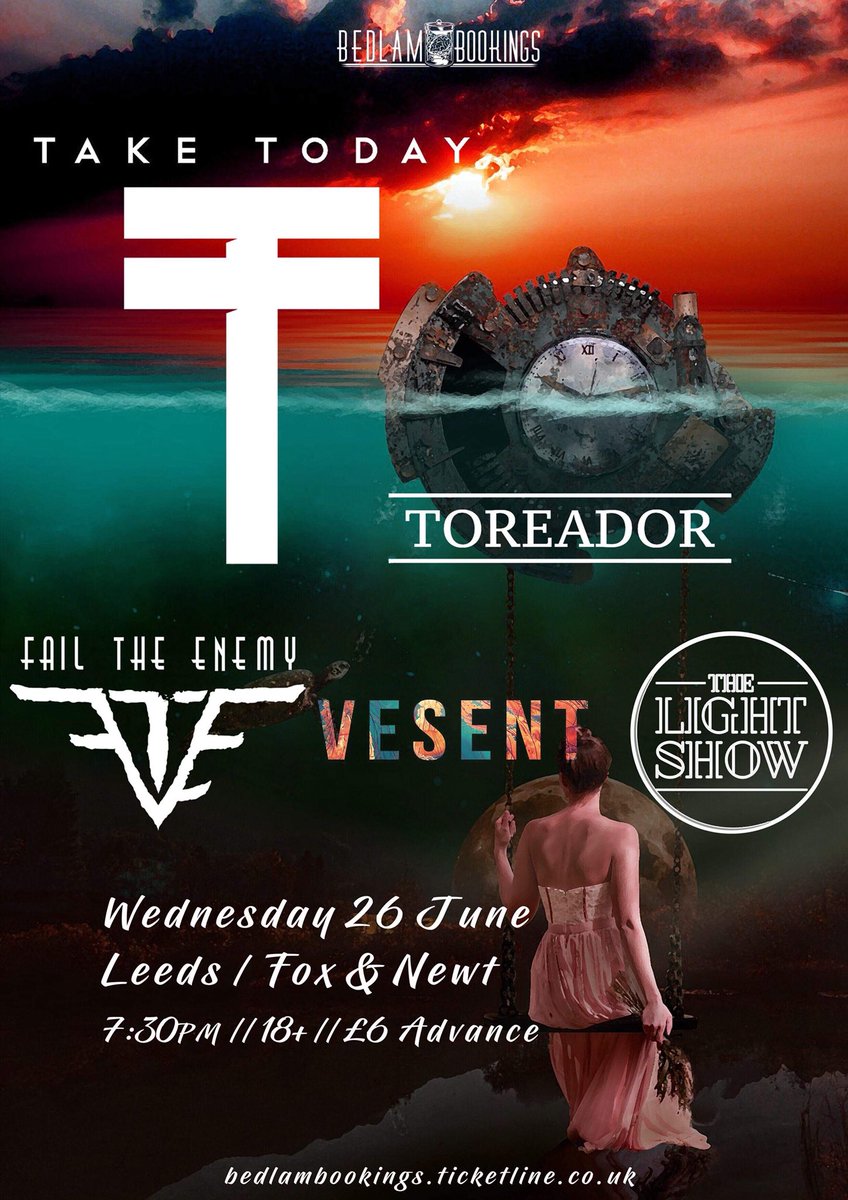 🔥Leeds🔥
D
We’re coming for you on 26th June supporting the awesome @taketodaymusic 
Come get wild with us 😈

Tickets⬇️

Bedlambookings.ticketline.co.uk