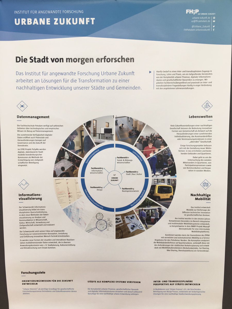 Urbane_Zukunft's tweet photo. Heute zum #PTDW sind wir im Hauptgebäude der @FHPotsdam auf der Empore und stellen die Themen und Projekte vom Forschungsinstitut und Masterstudiengang #UrbaneZukunft vor. Wir haben das #PaSyMo-Mobil und druckfrische Poster am Start! https://t.co/aNkMpYxDxO