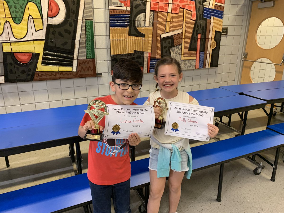 Mgarvin9's tweet photo. April’s students of the month! Show them 🏆’s off! Living the #corevalues! @AvonGroveIS @SELearningEDU @SAlexFizz @ThomStecher https://t.co/yS1fXmPFlj
