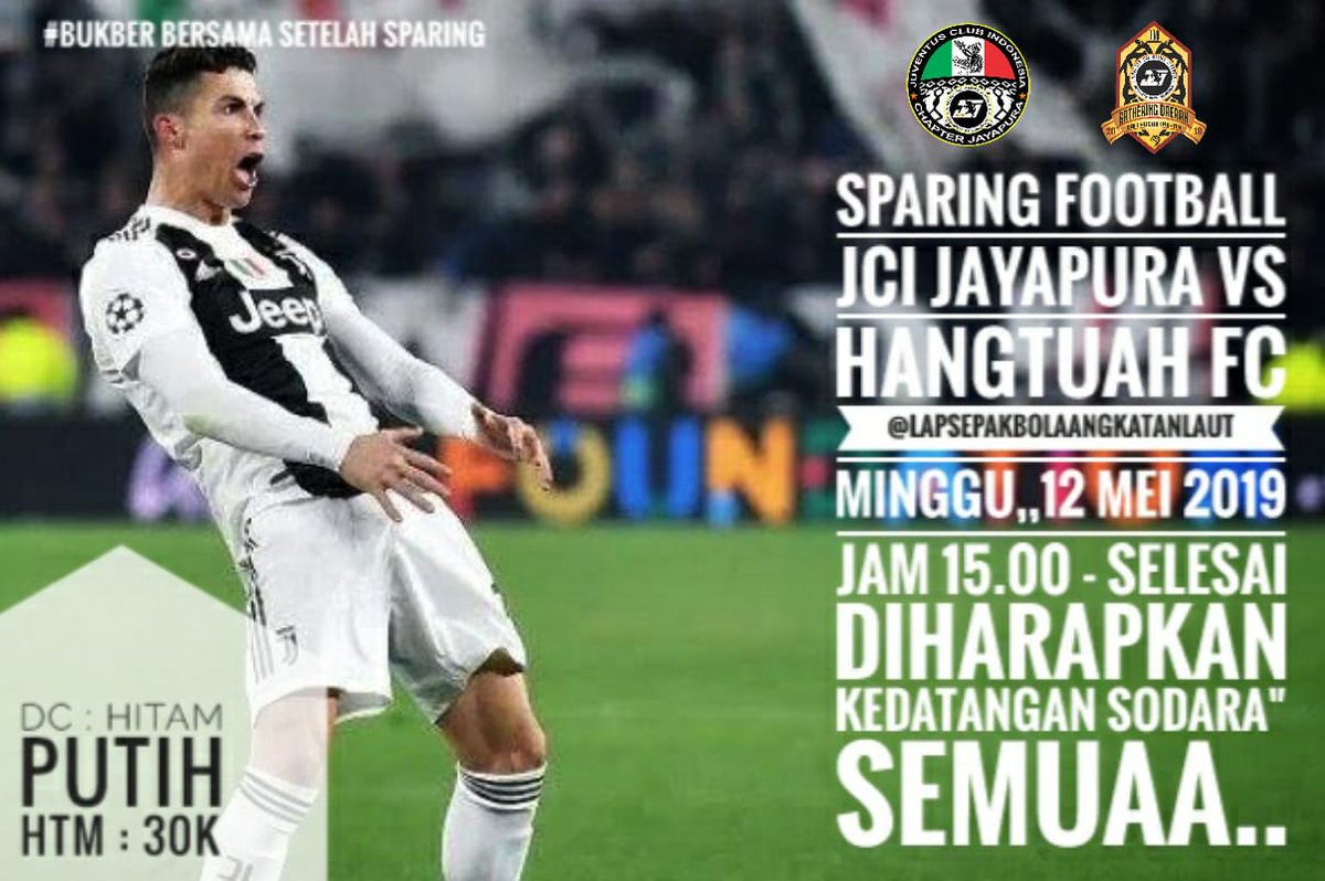 📢 #Info #SparingFootball 📣
Vs Hangtuah FC
📅 02/05/19
⏰ 15:00 WIT -Selesai
🏠 @LapanganALhamadi
👕 Juve Home
💲 30K

Dan sekalian kita "BUKBER" SEDERHANA jadi DIHARAPKAN KEHADIRAN SODARA-SODARA SEMUA.

<a href="/JCIndonesia/">Juventini Indonesia</a> <a href="/JCI_Juvedonna/">IG: JuvedonnaJCI</a> 🏴#FinoAllaFine #ForzaJuve