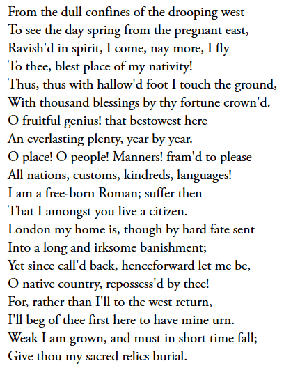 _FrancesOwen's tweet photo. @17thCenturyLady @cheapsellotape Here's some more from lovely Herrick: His Return to London.
From the dull confines of the drooping west
To see the day spring from the pregnant east,
Ravish'd in spirit, I come, nay more, I fly
To thee, blest place of my nativity!
#StuartsSaturday #KeepItStuart #KeepItCavalier https://t.co/clEdNIxnOq