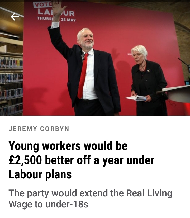 jeremycorbyn's tweet photo. Young people’s work should be properly valued, not exploited by employers to cut their wage bill.

If they’re doing the job, pay them the wage – the Real Living Wage. #YLPS19 https://t.co/dWh8QkVewd
