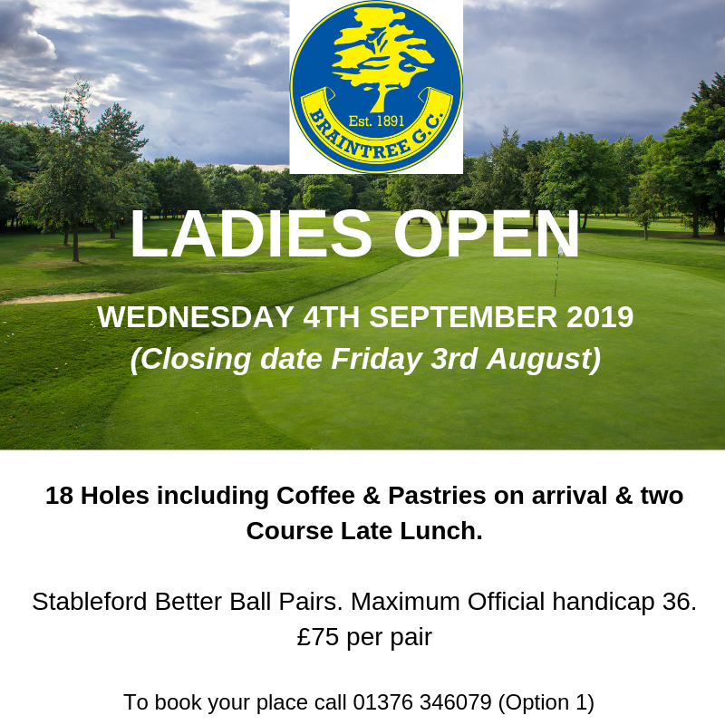 BraintreeGC's tweet photo. Mixed, Mens and Ladies Open Golf Competitions at Braintree Golf Club in 2019. Call 01376 346079 (option 1) to book your places now! #experiencebraintreegc #essexgolf #golf #ladiesgolf #essex #braintree https://t.co/fizhnLWj42