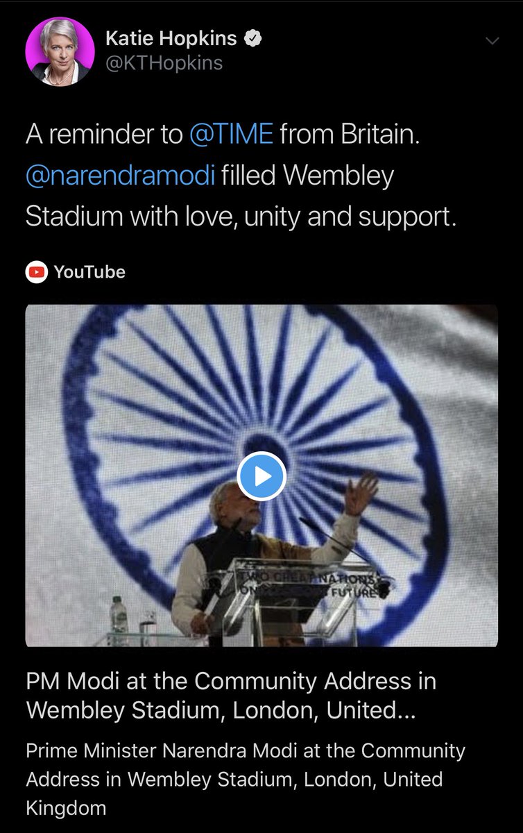 ktplopkins's tweet image. A reminder to .@TIME from Britain.  An ability to get bums on seats for rallies is always a sure sign a politician is on the side of right 

#Plopkinsworld .@KTHopkins #ModiFor2019