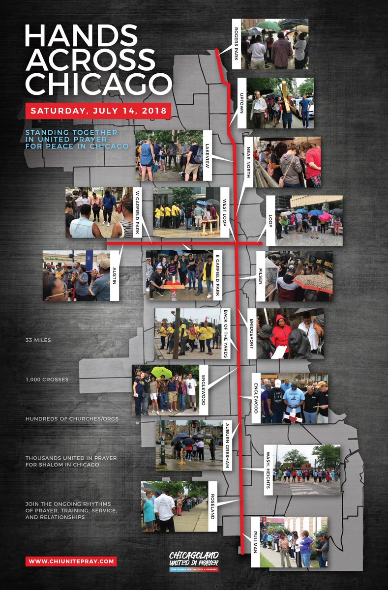 Were you a part of #HandsAcrossChicago 2018?

Individuals and churches across the city are mobilizing again for united prayer and action for peace on May 24 &amp; 25—this year, in all 22 police districts.

Join in! HandsAcrossChicago.com

#prayer #action #Chicago