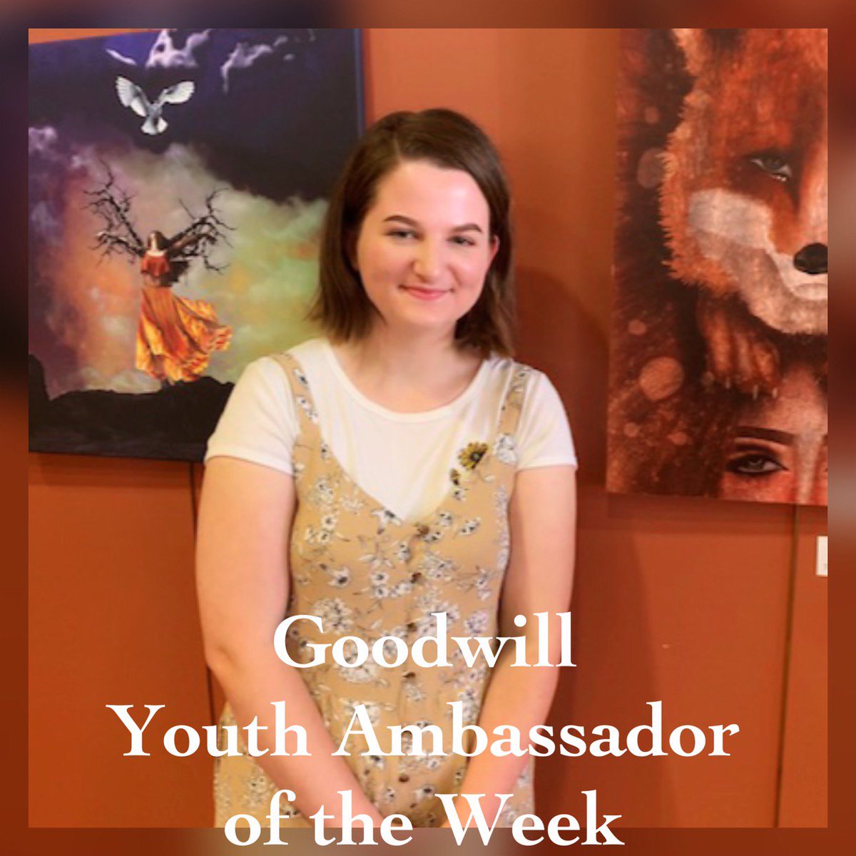 HireGroundsCafe's tweet image. We are excited to give our #SaturdayShoutout to Erin Schmidt, a Youth Ambassador currently showcasing her art in our Hire Grounds Cafe in Augusta through May! We are so thankful for Erin's support and this wonderful partnership! #GoodwillWorks #SupportLocal #HighestPotential