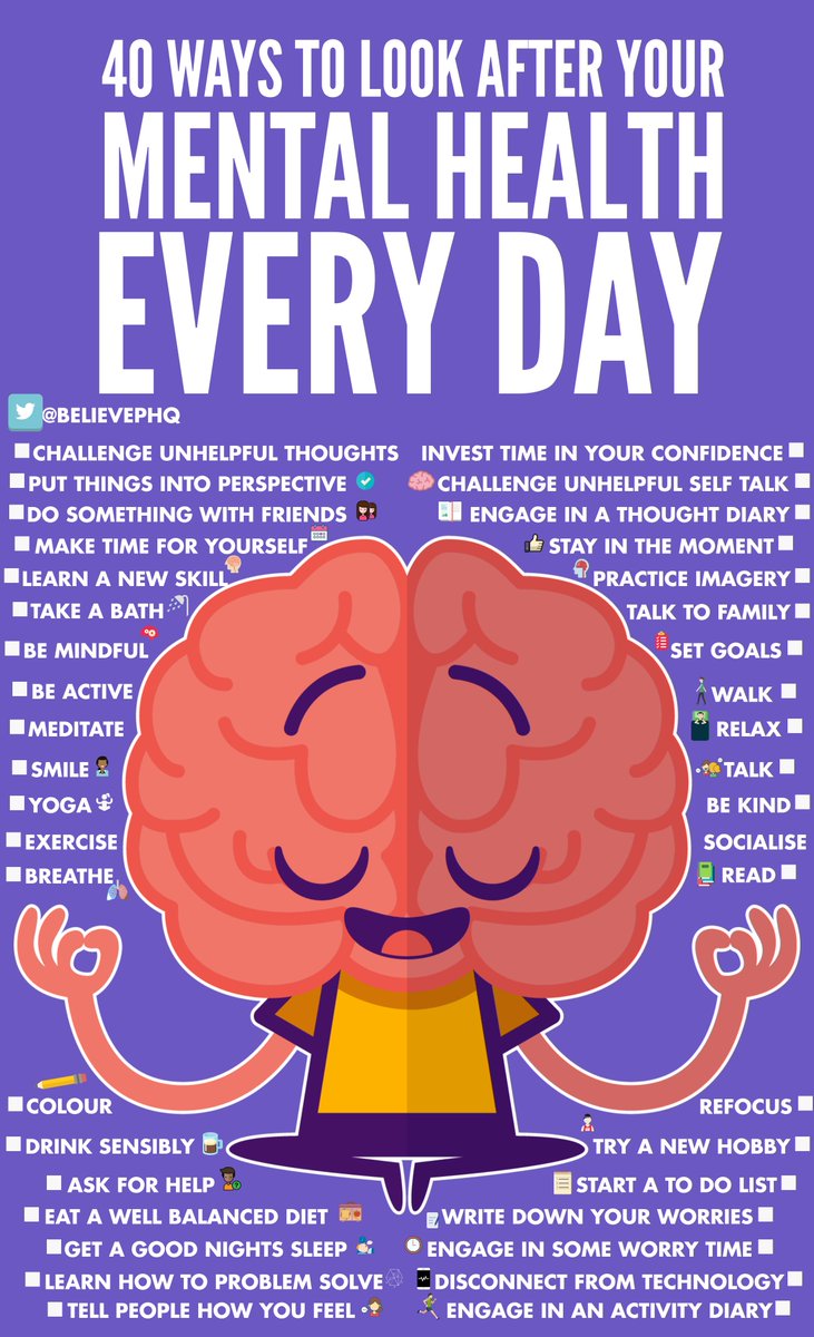 BelievePHQ's tweet image. 40 ways to look after your mental health every day
