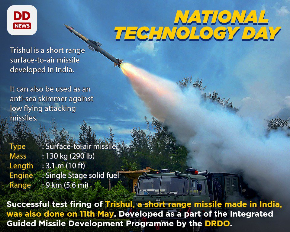 DDNewslive's tweet photo. National Technology Day is observed every year on May 11 to mark the anniversary of the Pokharan Nuclear Test. Here are the key technological achievements of India.
#NationalTechnologyDay2019 https://t.co/8dM2KAs4FC