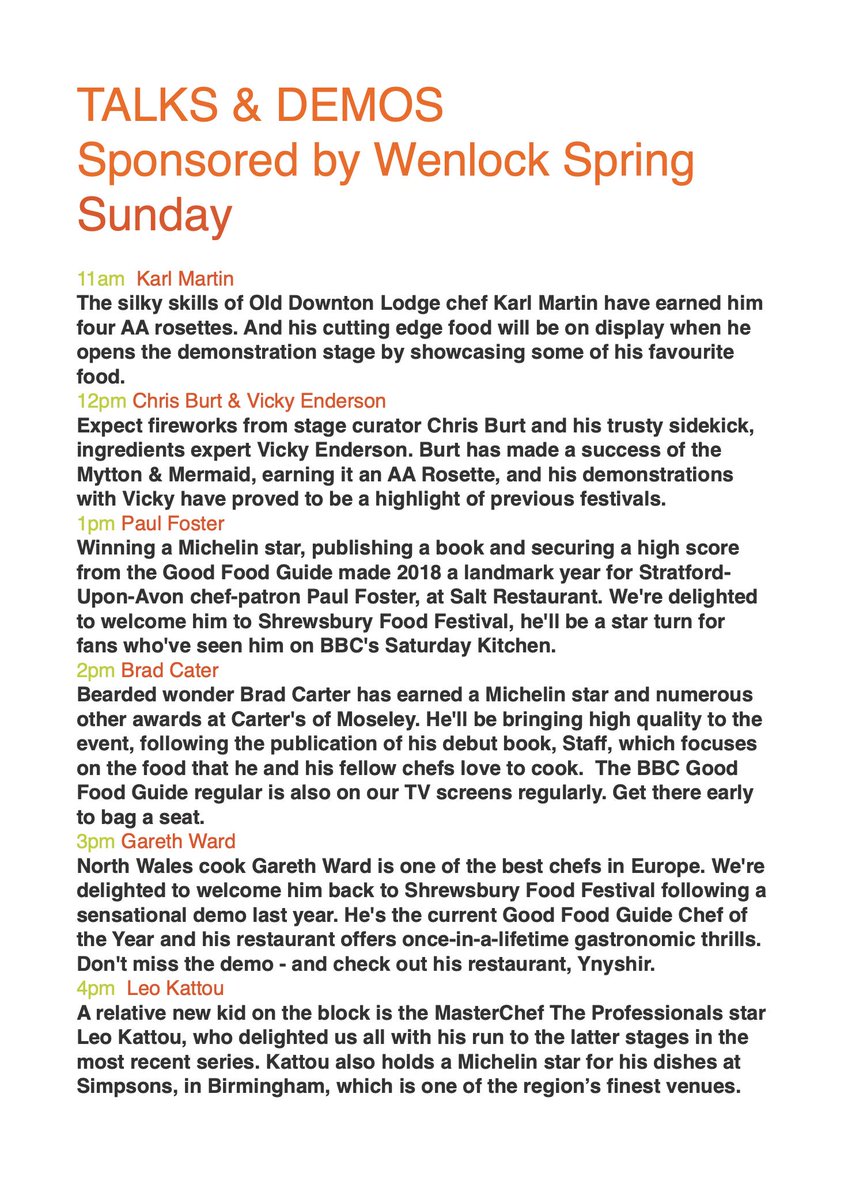 Christopher Burt (@chrisburtchef) on Twitter photo Dont Forget <a href="/shrewsfoodfest/">shrewsfoodfest</a> 29th & 30th June - here is the schedule for the <a href="/Wenlock_Spring/">Wenlock Spring Water</a> Chefs Stage - Read It, Digest It, BE THERE - <a href="/KarlMartinChef/">Karl Stephen Martin</a> <a href="/mskingredients/">MSK INGREDIENTS LTD</a> <a href="/Paulfosterchef/">Paul Foster</a> <a href="/ChefBradCarter/">Brad Carter</a> @garethwardchef <a href="/leo_kattou/">Leo Kattou</a> @bread2bake12 <a href="/chefliamjames/">liam james</a> <a href="/_stucollins/">Stuart Collins</a> Dont Forget <a href="/shrewsfoodfest/">shrewsfoodfest</a> 29th & 30th June - here is the schedule for the <a href="/Wenlock_Spring/">Wenlock Spring Water</a> Chefs Stage - Read It, Digest It, BE THERE - <a href="/KarlMartinChef/">Karl Stephen Martin</a> <a href="/mskingredients/">MSK INGREDIENTS LTD</a> <a href="/Paulfosterchef/">Paul Foster</a> <a href="/ChefBradCarter/">Brad Carter</a> @garethwardchef <a href="/leo_kattou/">Leo Kattou</a> @bread2bake12 <a href="/chefliamjames/">liam james</a> <a href="/_stucollins/">Stuart Collins</a>