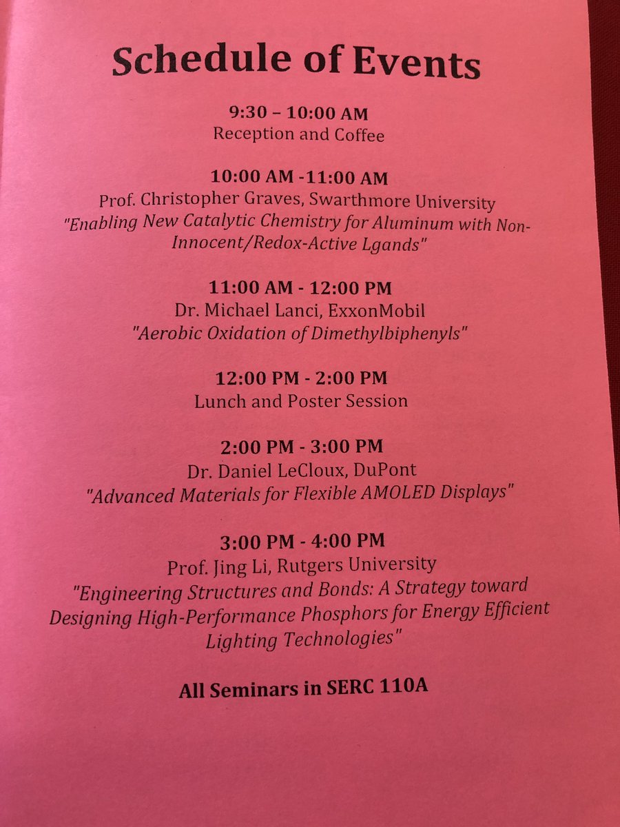 Valentine_Lab's tweet photo. Good morning! Here’s the schedule for the 7th Philadelphia Inorganic Colloquium hosted by @TUChemBot! #PIC7 

@CST_TempleU @TempleUniv #RealTimeChem #inorganic https://t.co/pTNwILpIoW