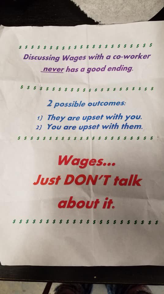 suchnerve's tweet image. this is how they get away with wage discrimination. people SHOULD talk about wages with coworkers to collectively make sure everyone’s being paid fairly.