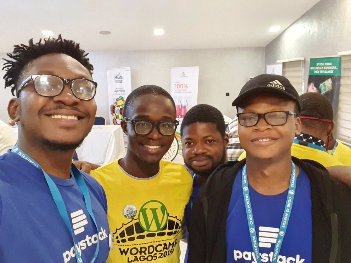 I brought <a href="/postmanclient/">old postman.com handle</a> greetings to the awesome guys <a href="/paystack/">Paystack</a> 

LR: <a href="/steveamaza/">King</a> (CS Manager), me, wale and Lukman 

Wale “Wow you work at Postman? You guys make our work easy”

Paystack is also on our API network getpostman.com/api-network/

#WCLO19 <a href="/WordCampLagos/">WordCamp Lagos 2020 is loading 🤩</a>