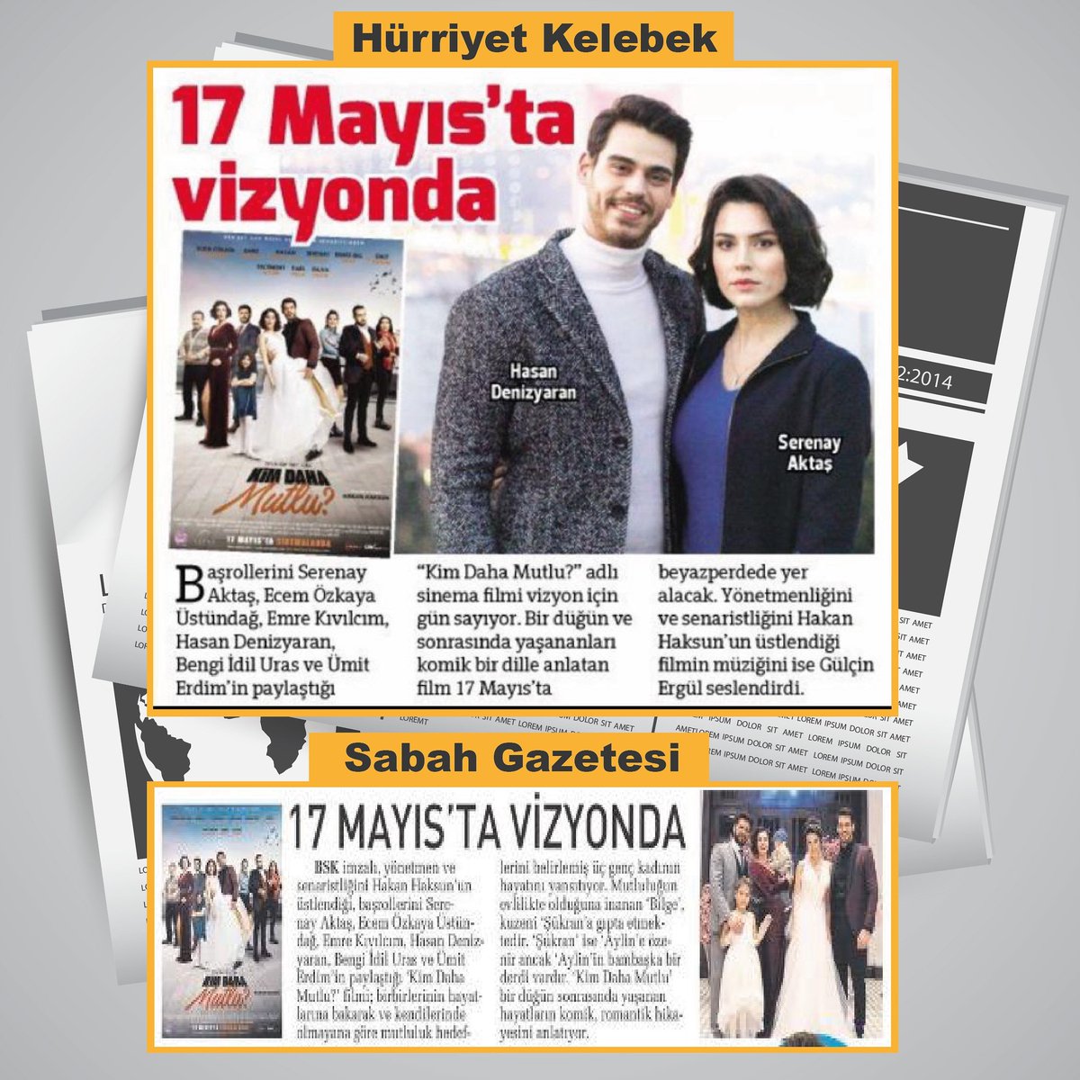 Basından haberler 📰
• Kim Daha Mutlu? 17 Mayıs'ta Vizyonda!
.
#basın #film #haberler #güncelhaberler #hürriyetkelebek #sabahgazetesi #kimdahamutlu