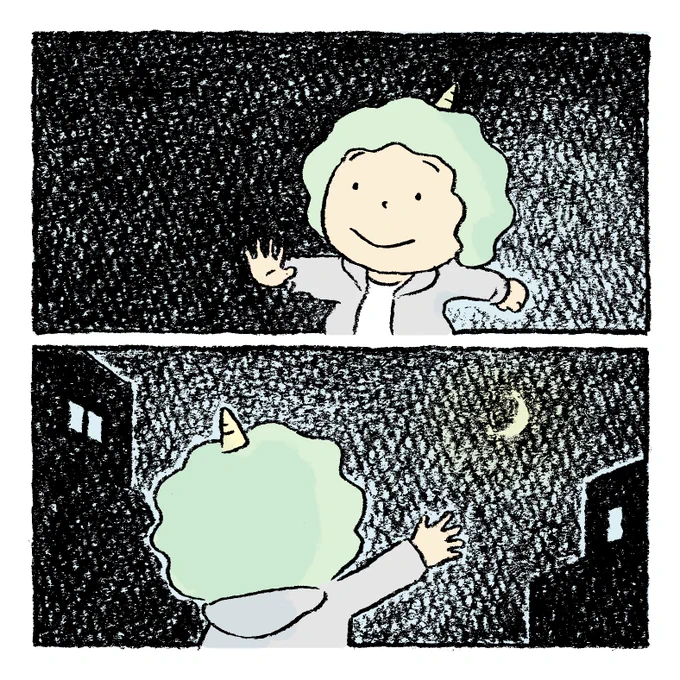 月と散歩
Go for a walk with the moon.
#鬼の子 