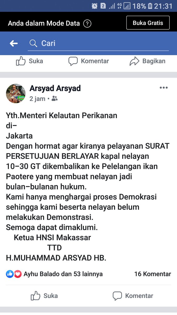 FaisalRahhman's tweet photo. Salah satu keluhan dari ketua HNSI Makassar. Mohon kiranya ibu menteri @susipudjiastuti agar menindak lanjuti keluhan-keluhan seperti ini. Terima kasih https://t.co/ONZL4PyuVU