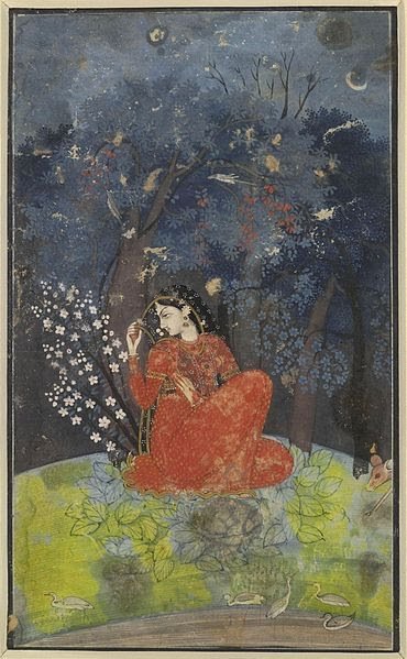 1. Vasakasajja Nayika (One Dressed for Union).Here, the heroine is depicted in Garden or her bedroom, waiting for her hero to return home.This  #Pahari painting from  #Kangra, c1775, is now with  @britishlibrary.  @DalrympleWill  @JAJafri