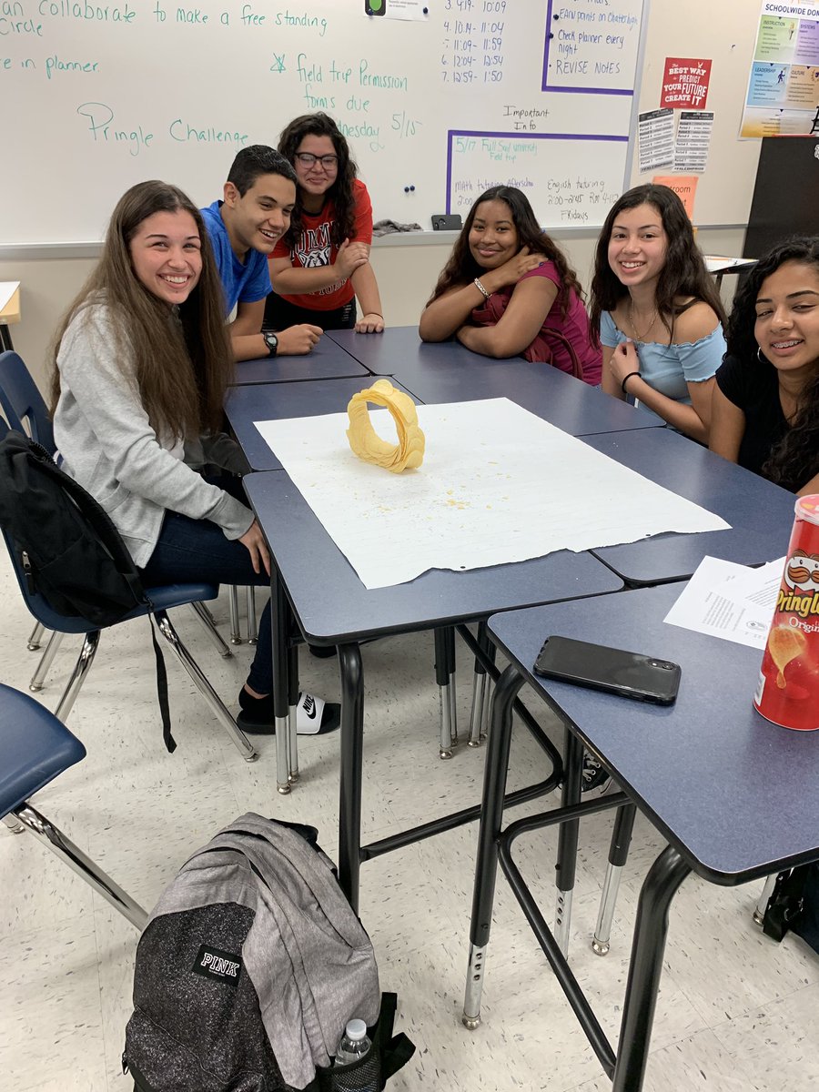 2 groups managed to complete the Pringle challenge. Way to go! #teamwork #funfriday #thisisavid