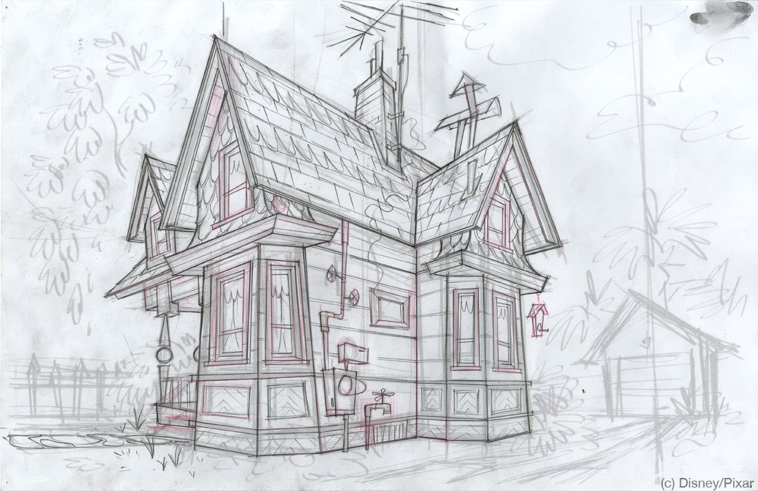 I've always loved these sketches of Carl's house by @donshank for Pixar's UP (2009). So much character in the design here. Love it.