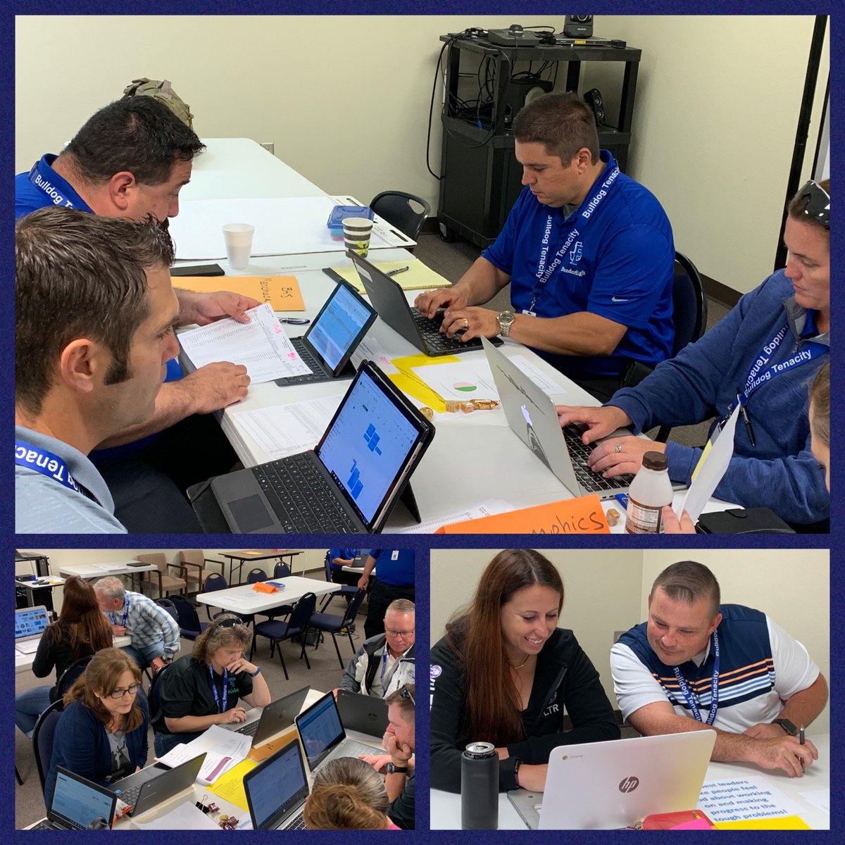 BanderaISD's tweet photo. BISD Administrators working together. #deepdiveintodata #bulldogtenacity #thework https://t.co/p9MbZKjf7g