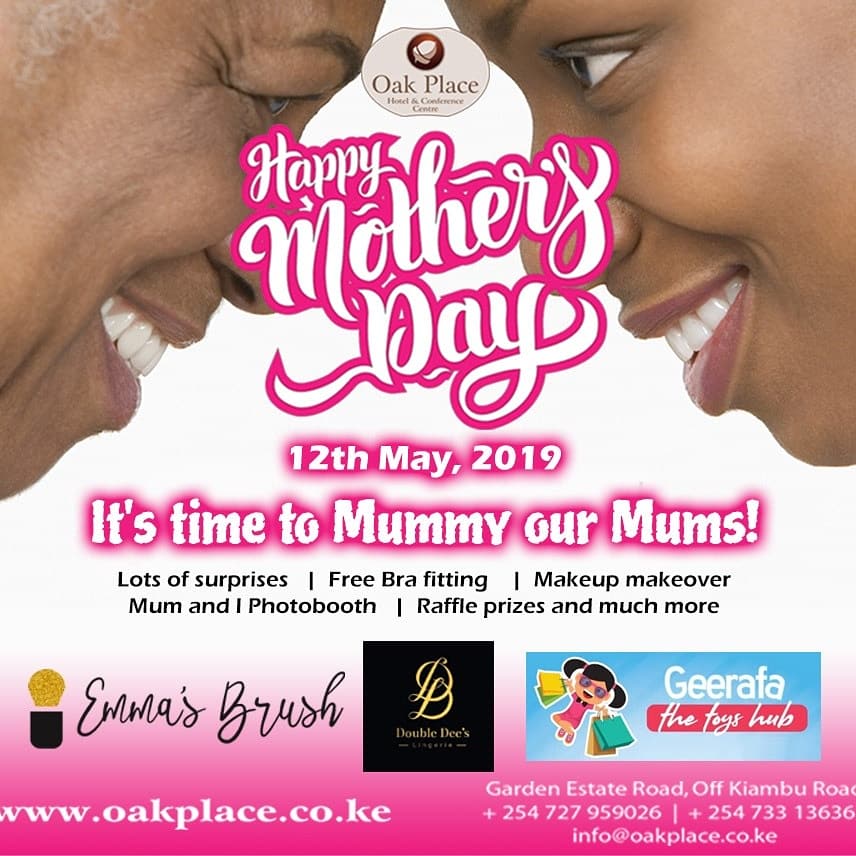 oak_place's tweet photo. i have just posted the following with the poster
Its time to Mummy our Mums! Surprise your Mother at Oak Place on 12th May this Sunday (Mothers Day). Call 0727959026
#EventsAtOakPlace
#OakPlace
#theoakplace
#best
#conference
#mothersday
#mothersday2019
#lotsofsurprisesformums https://t.co/DBbNY0pzpK