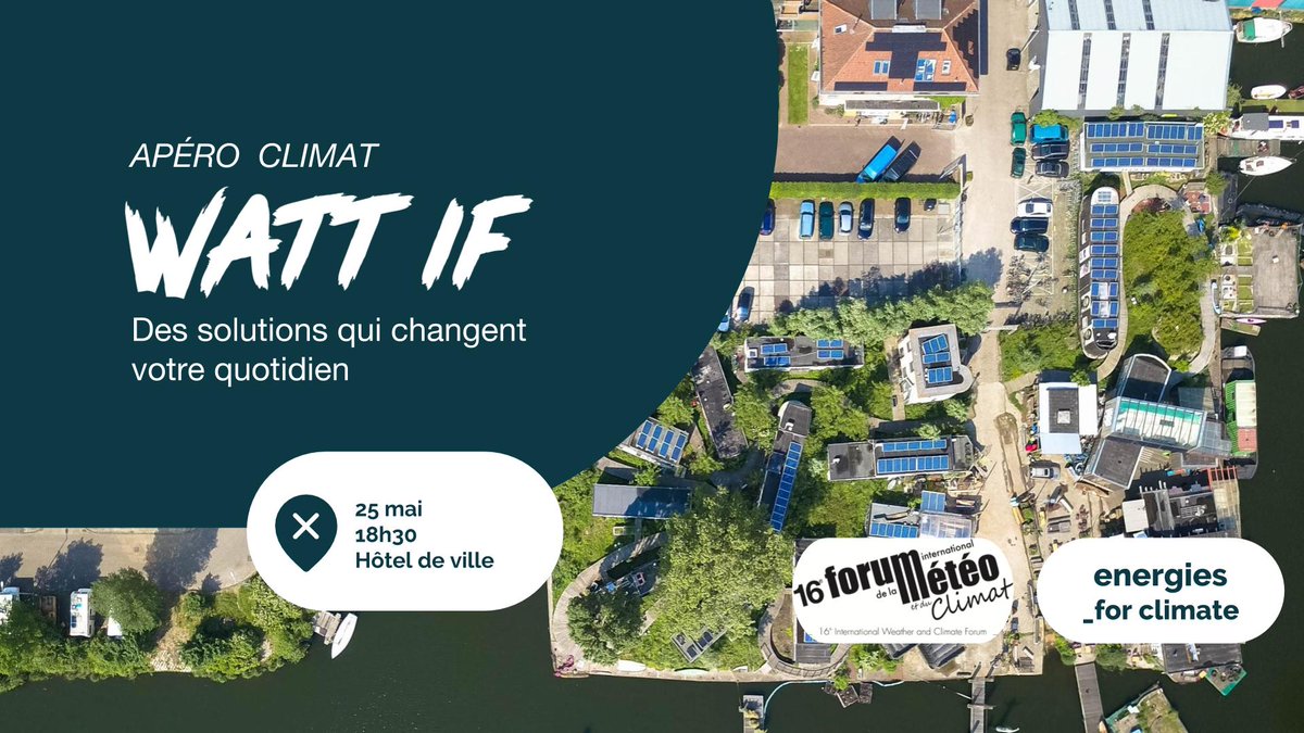 Forumeteoclimat's tweet photo. 📢 EVENEMENT #Energies4Climate 📢 Avec @makesense le #FIMC19 te convie à un Apéro #Climat autour projection-débat du doc #WATTIF "des solutions pour changer notre quotidien" 🙏 @EDFofficiel 🔜 samedi 25 mai de 18h30 à 20h -> Accès libre & inscriptions https://t.co/U5vGnBdnfJ https://t.co/MwEvKeSmIZ