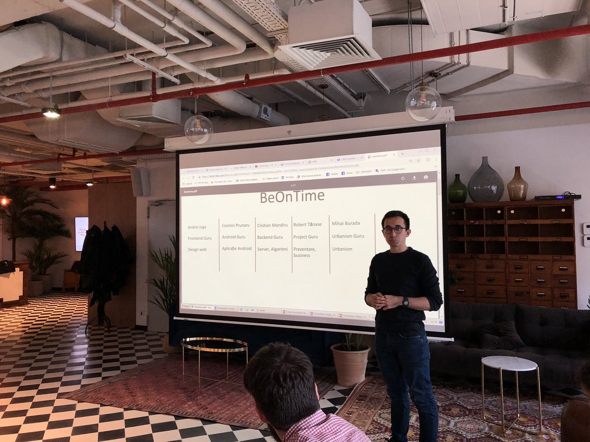 beontimeio's tweet photo. First 5 minute pitch delivered at Urban Innovation Hackathon by @UrbanizeHub. We've got valuable feedback from a multidisciplinary audience! #SmartCity #urbanmobility https://t.co/6oH20ZdYyc