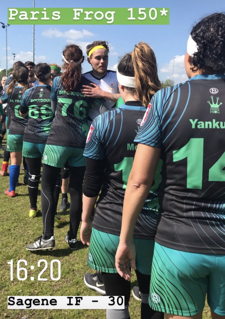 3ème et dernière victoire pour l’équipe qui se glisse en tête de poule ! #ParisFrogQuidditch #EQCD1
