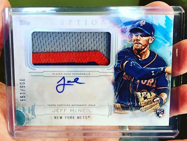 4AngryUnicorn's tweet image. Just Pinned to Trading Cards: Another #squirrel sighting!! 2019 Topps Inception Jeff McNeil RPA #sickpatch #ny #mets #instacool
