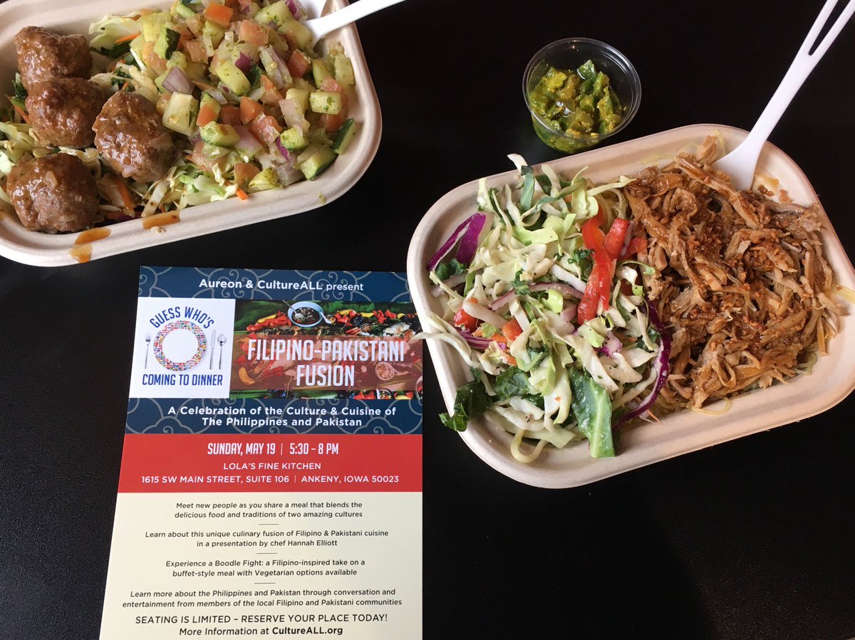 Our Guess Who's Coming to Dinner Filipino-Pakistani Fusion dinner at Lola's Fine Kitchen is one week from tomorrow. Reserve tickets for 2 and get a discount off the price of a single ticket! Proceeds support CultureALL education programs this summer!   tinyurl.com/fp-fusion