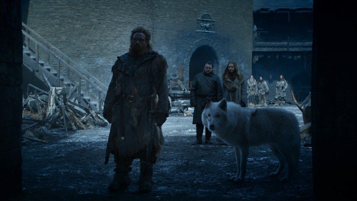 When #JonSnow leaves Winterfell in S8 E4, it symbolizes him accepting his Targaryen lineage and leaving his past life behind

Ghost represents him being a Stark

Tormund represents his time as a wildling

Sam represents his time in the Night’s Watch 

#GameofThrones