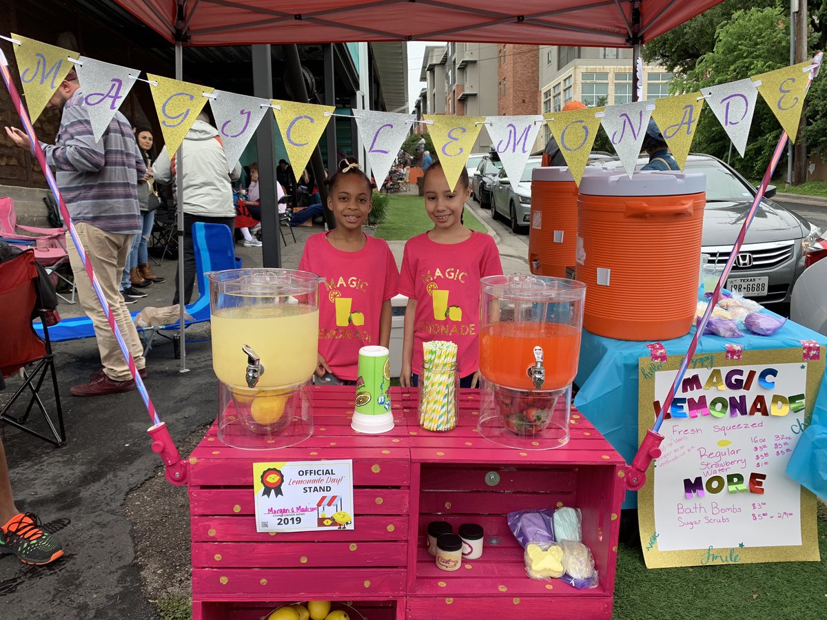 mrs_wright0330's tweet photo. It’s Officially Lemonade Day!! ‘Magic Lemonade’ is open and ready for business. #MadisonandMorgan  #LDATX #LD2019 #LemonadeDay @LemonadeDayATX https://t.co/O0ZA0v1kwT