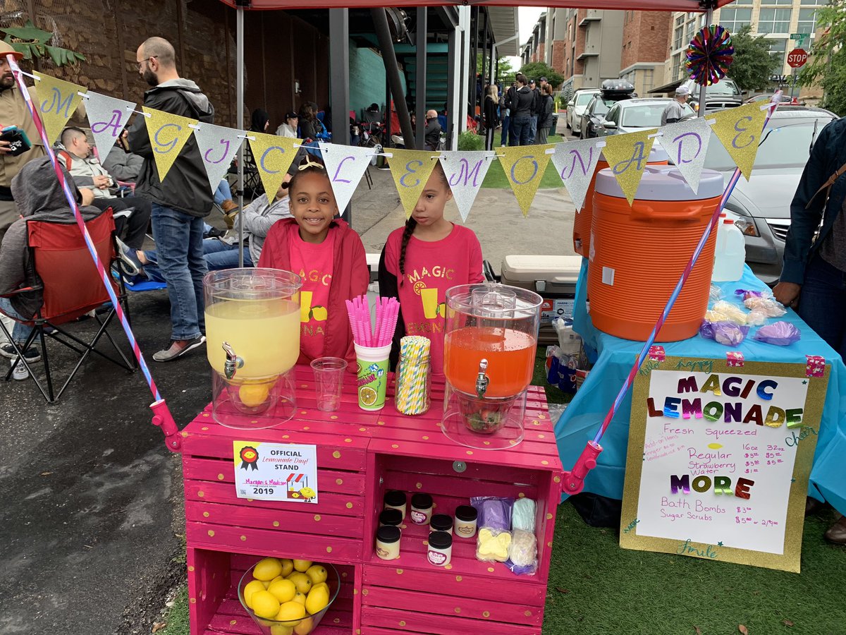mrs_wright0330's tweet photo. It’s Officially Lemonade Day!! ‘Magic Lemonade’ is open and ready for business. #MadisonandMorgan  #LDATX #LD2019 #LemonadeDay @LemonadeDayATX https://t.co/O0ZA0v1kwT
