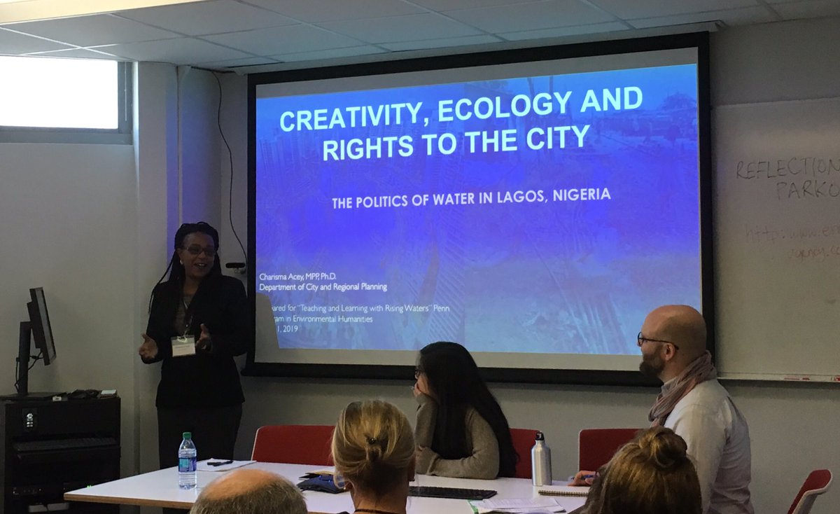 PPEHLab's tweet image. #CharismaAcey begins her talk by describing the reliance of residents in areas of Lagos, Nigeria outside the reach of piped water on groundwater and/or water purchase from vendors #learningwithwaters