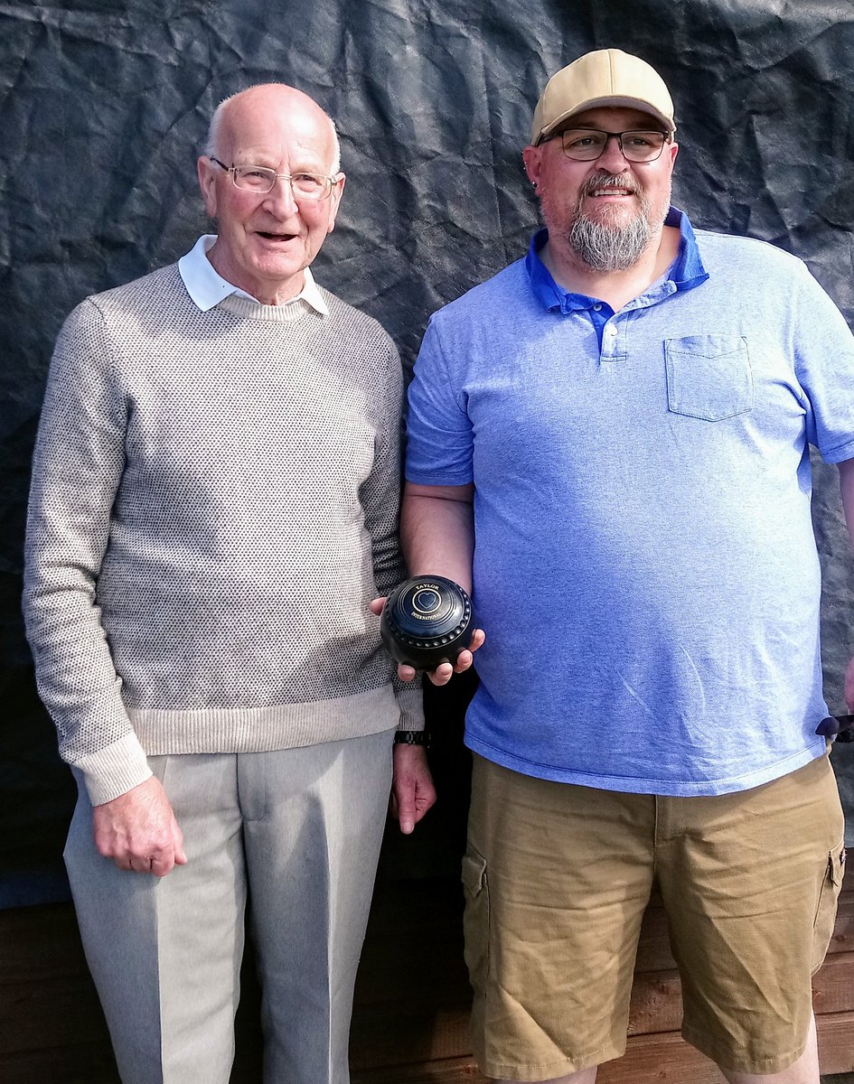 Today's winners of the Davies cup were David Wood and Jamie Mulroney. This was Jamies first ever competition after joining following our come try day last weekend, he was expertly guided by former club champion Davie. Well done to both. #cometrybowls <a href="/DoonClub/">Dunaskin Bowling Club</a>