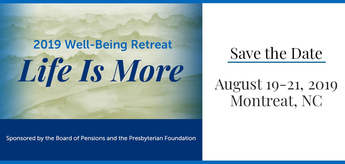 BoardofPensions's tweet photo. Save the date: Well-Being Retreat will return to @Montreat August 19-21. #WBR2019 can help you become more deeply rooted in your life and #ministry through worship, fellowship, education, and time for contemplative reflection. #PCUSA #LifeIsMore https://t.co/s2coLzKUCC https://t.co/ApfElwDCvU