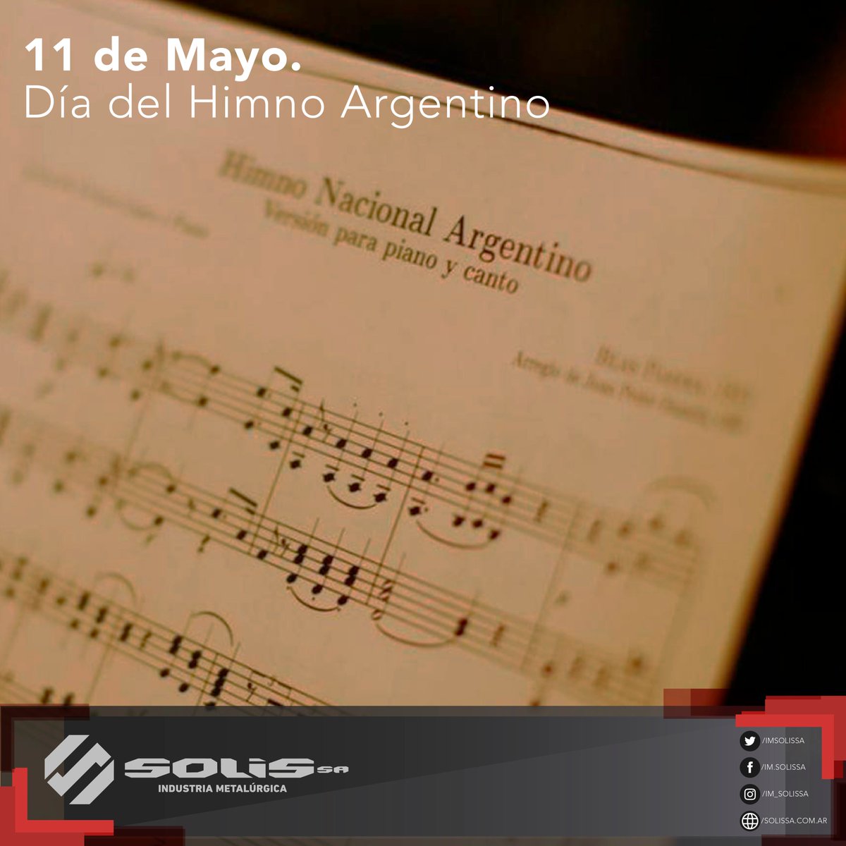 imsolissa's tweet photo. Día del Himno Nacional Argentino
#IndustriaMetalurgica #pyme #SolisSA https://t.co/MRQza2RAFe