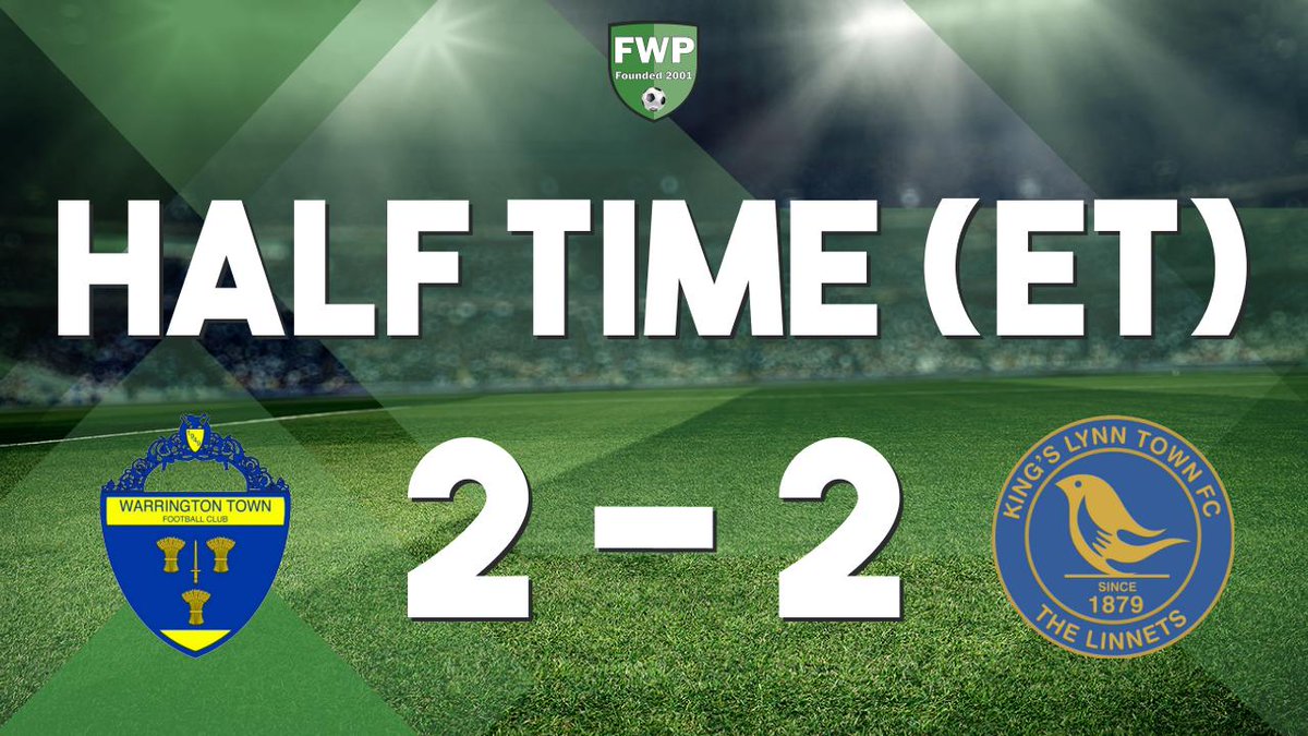 NorthernPremLge's tweet photo. HALF-TIME (EXTRA-TIME): Warrington Town 2-2 King's Lynn Town #EvostikLeague @LiveSportsFM #SuperPlayoff https://t.co/UhEBMLXIlr https://t.co/FBL0G1gxww